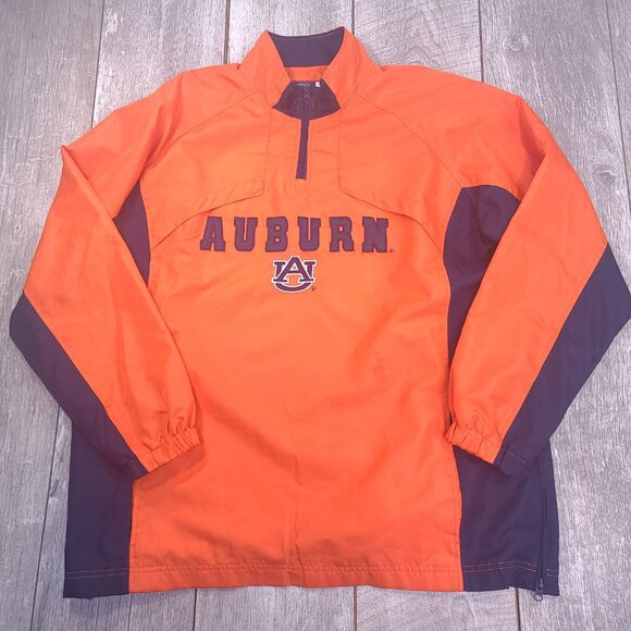 Auburn UA Tigers Football Mens Large Pullover Jacket Orange Windbreaker 1/4 Zip - Picture 2 of 7